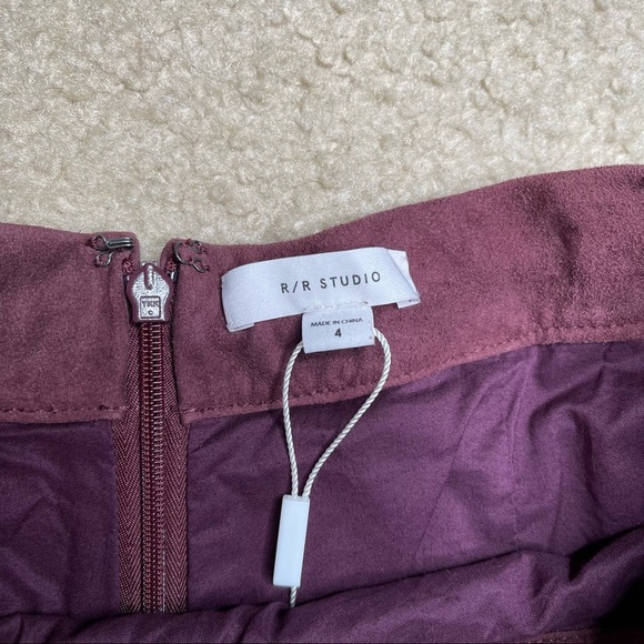 R/R Studio BURGUNDY SUEDE SKIRT - Picture 4 of 7